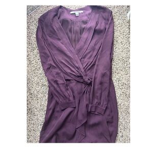 Diane Von Furstenberg Purple Sheath Dress with Bishop Sleeves